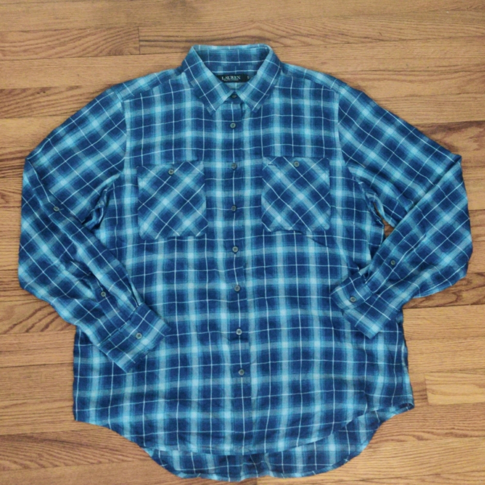 Ralph Lauren Black Label Plaid Long Sleeve Button Down Shirt, XL